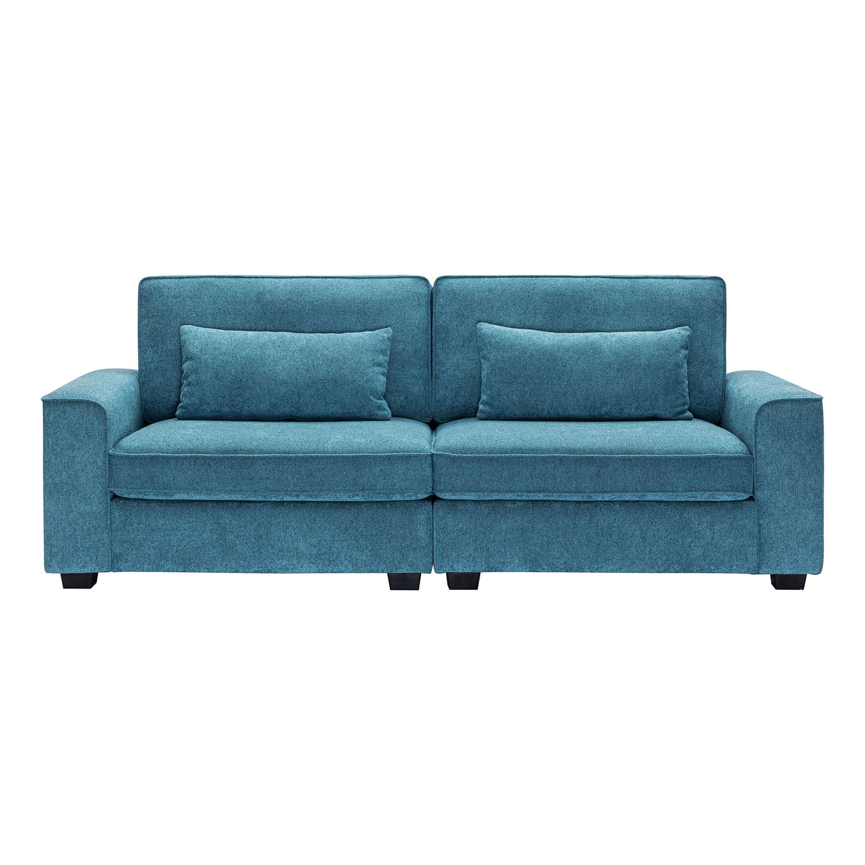 Modern Fabric Sofa With Cushions, Sleek Arm Design