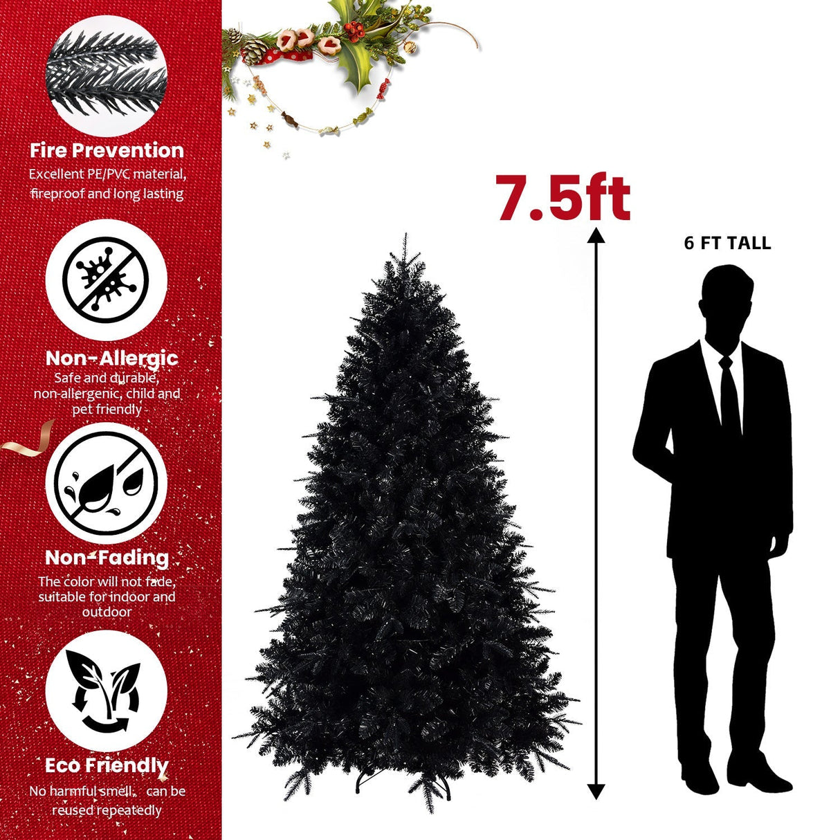 The 6-Foot Pre-Lit Black Christmas Tree