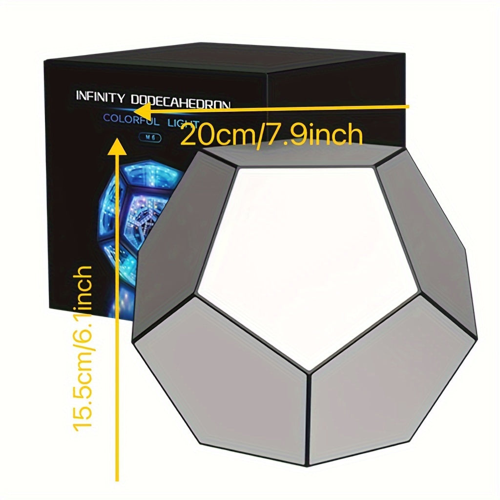 Infinity Mirror Light RGB Dodecahedron Lamp for Gaming Room & Desk Decor
