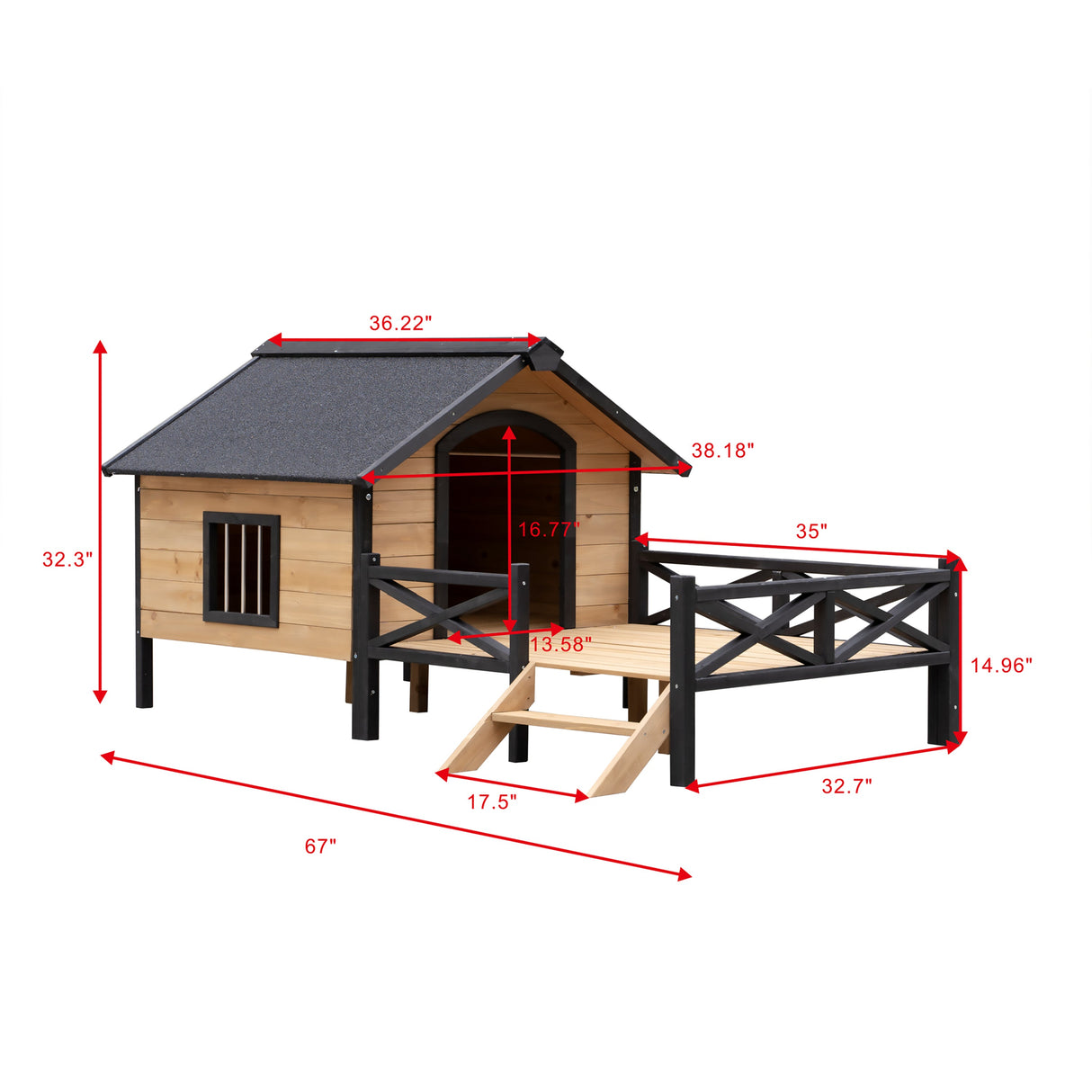 Outdoor Large Wooden Cabin House Style Dog Kennel with Porch