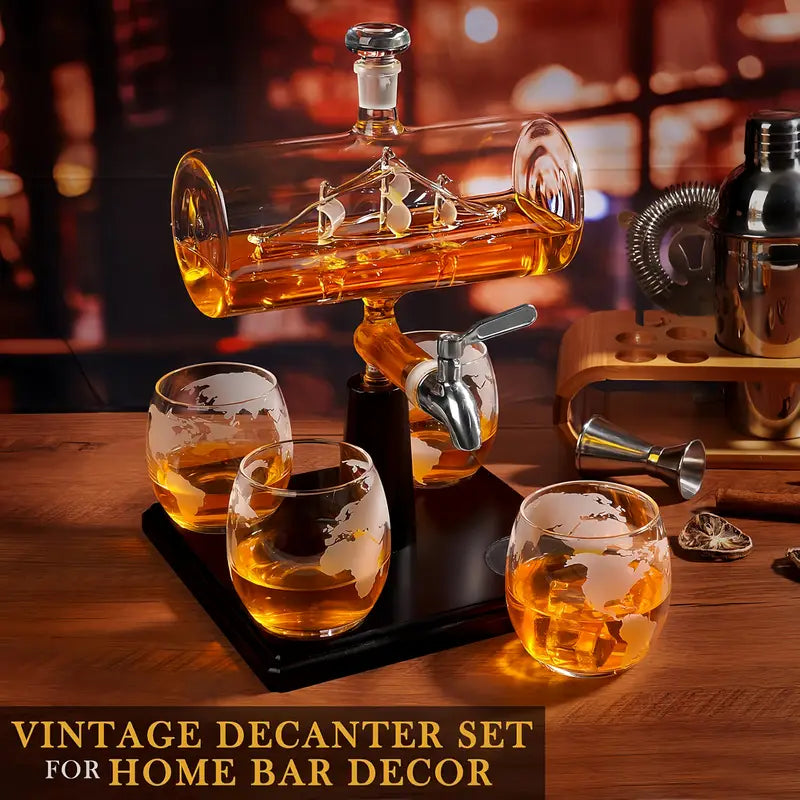 Maritime Sailboat Whiskey Decanter Set
