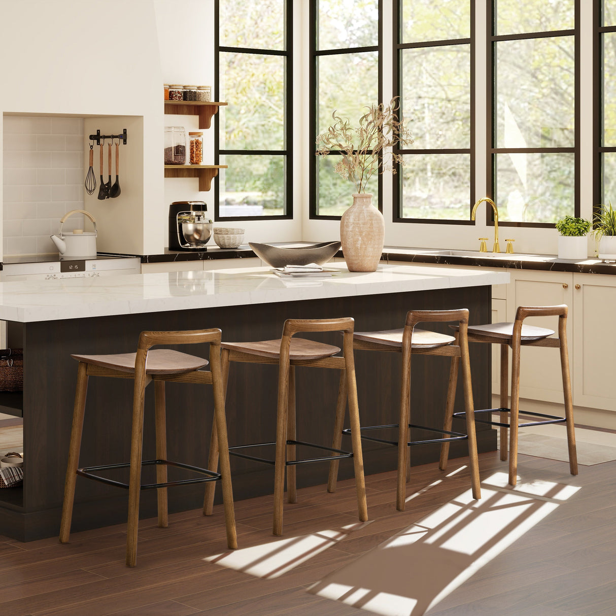 26.5" Low Back Counter Stool with Iron Footrest