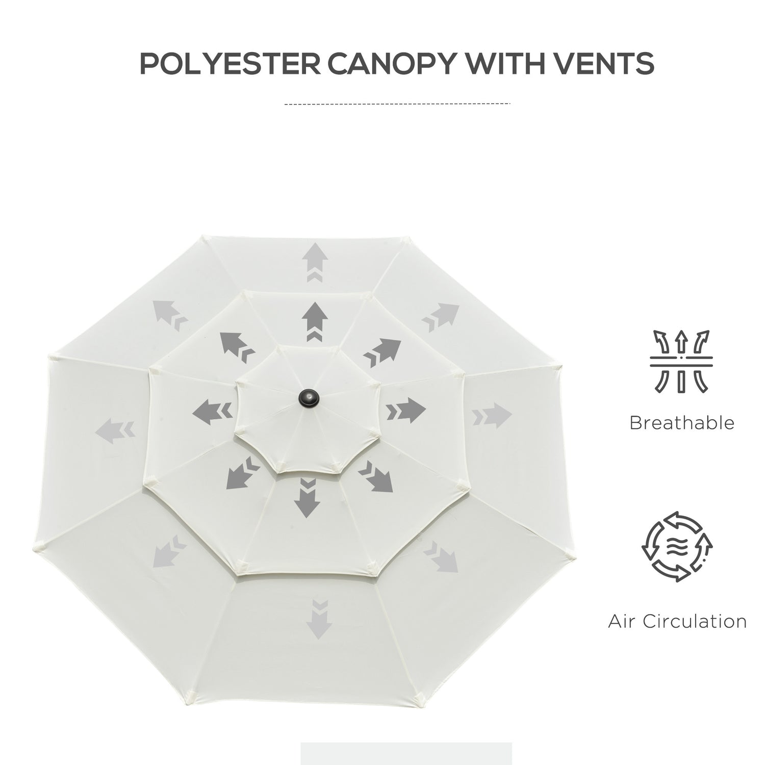 9ft 3 tiers patio umbrella outdoor market umbrella with crank, push button tilt for deck, backyard and lawn, beige