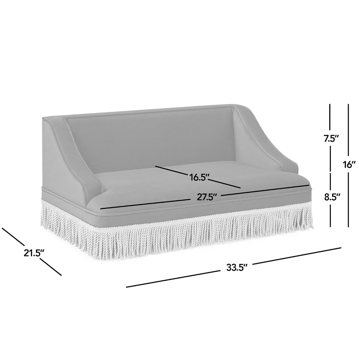 Duchess 33' Medium Princess Pet Bed Sofa with Fringe Skirt, Gold Yellow Performance Velvet