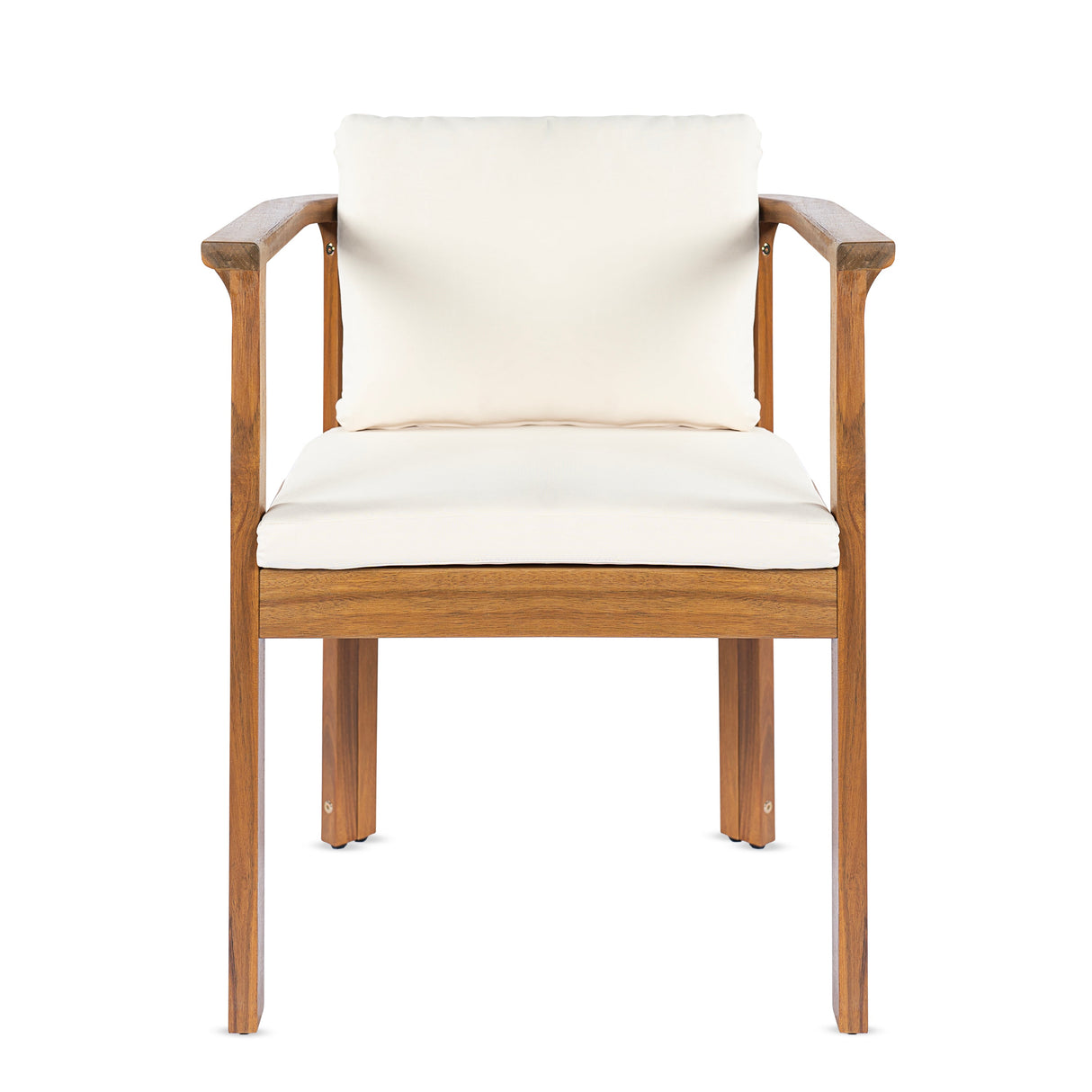 Outdoor Dining Chair Set of 4 with Curved Acacia Wood Arms