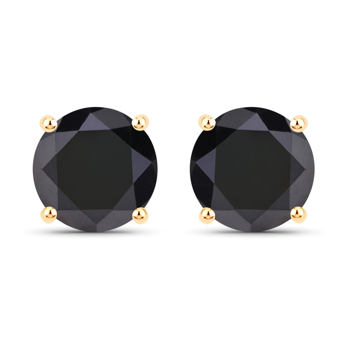 4.30 Carat Genuine Black Diamond 14K Yellow Gold Earrings