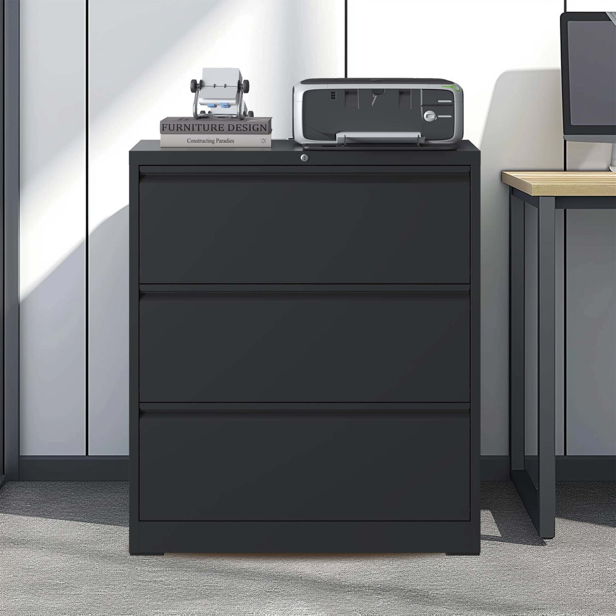 Lateral File Cabinet, Heavy Duty Filing Holds Letter/Legal/A4 Files