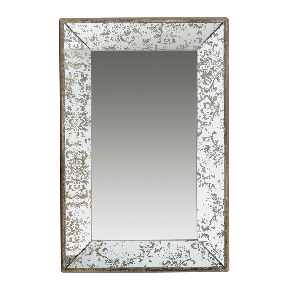 Antique Rectangle Mirror with Floral Accents