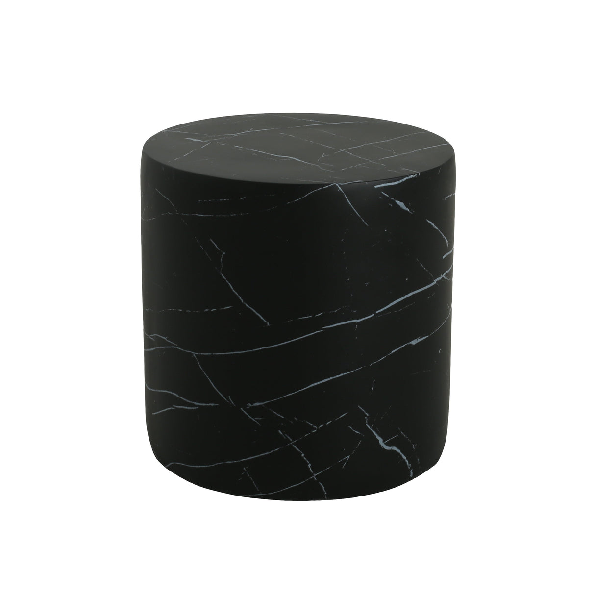 Contemporary Outdoor Lightweight Concrete MGO Side/End Table with Black Marble Finish