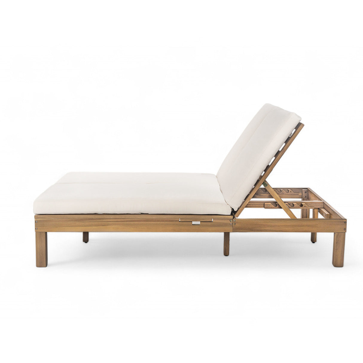TREXM 5-Position Adjustable Backrest Double Chaise Lounge Outdoor