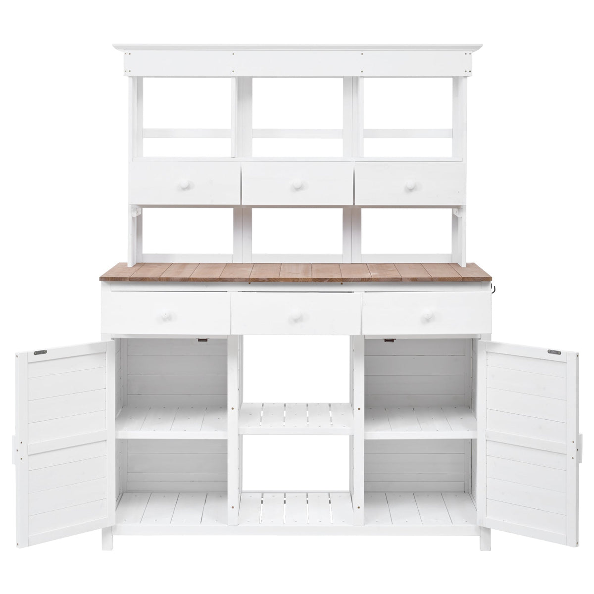 TOPMAX 65.7'' Tall Garden Potting Bench Table with Hutch