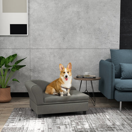 PawHut-Pet-Sofa,-Dog-Couch,-Gray-Pet-Bed