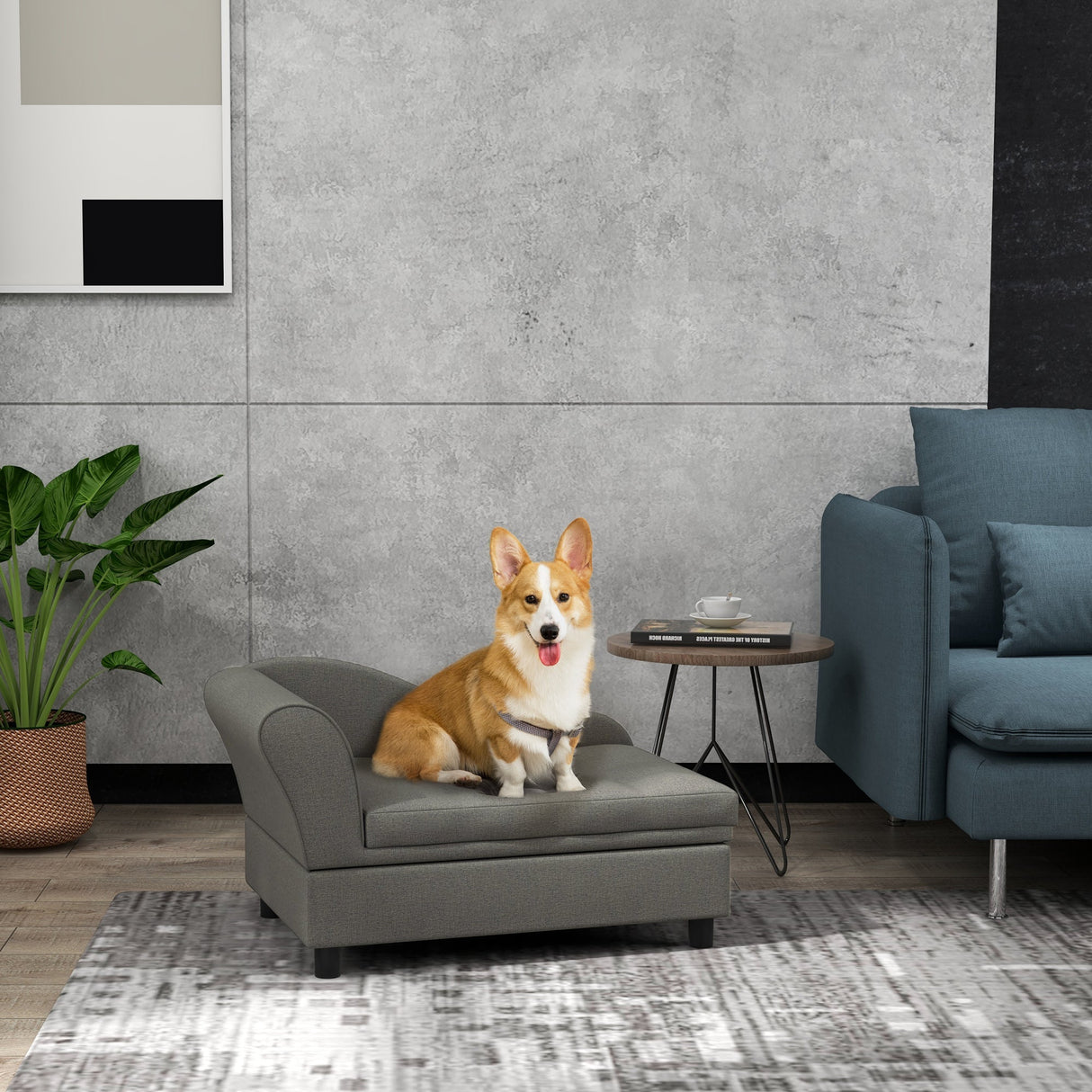 PawHut Pet Sofa Dog Couch in Gray
