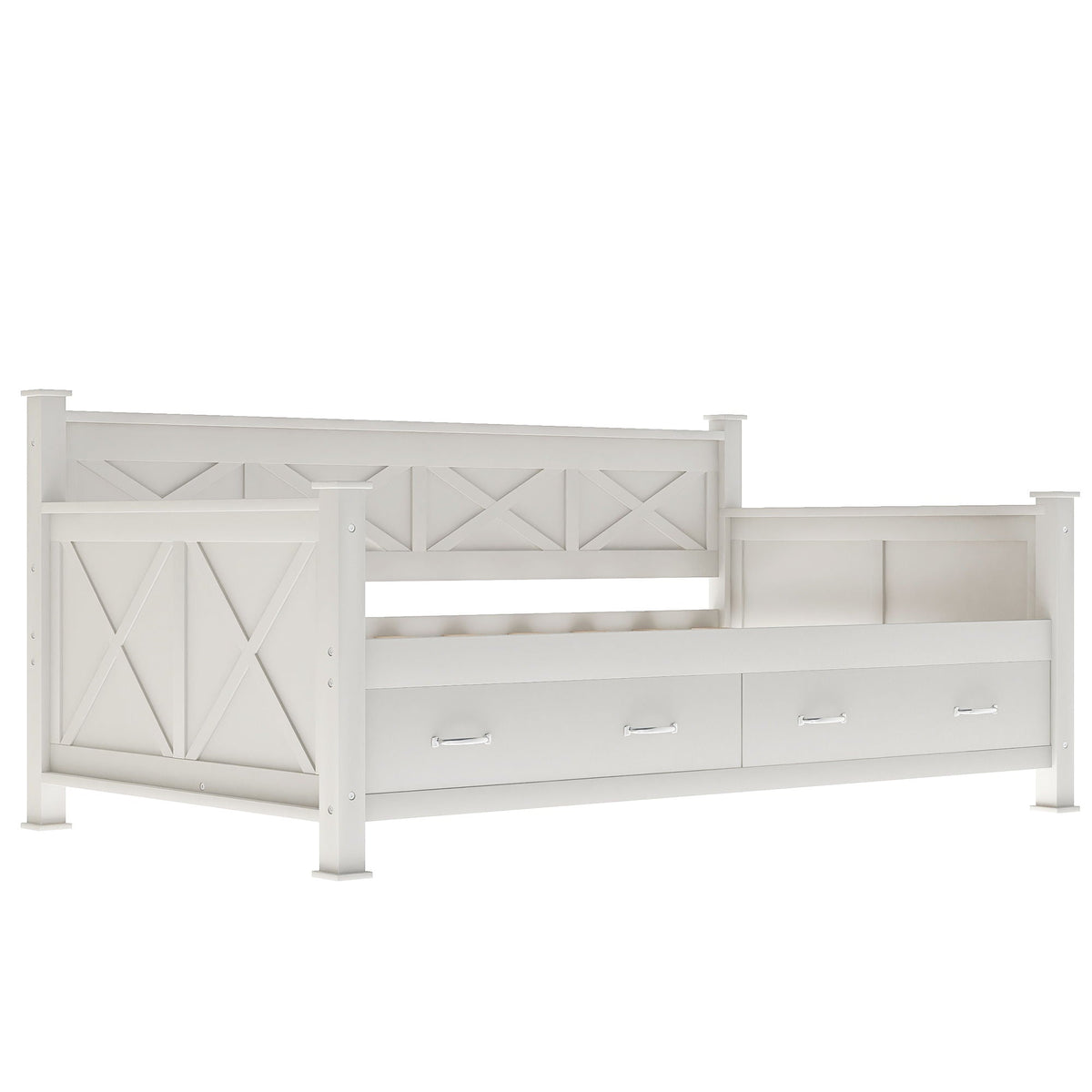 Modern Daybed With 2 Large Drawers, X Shaped Frame