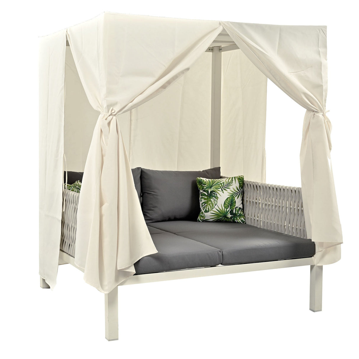 Outdoor Patio Sunbed with Curtains High Comfort Suitable for Multiple Scenarios