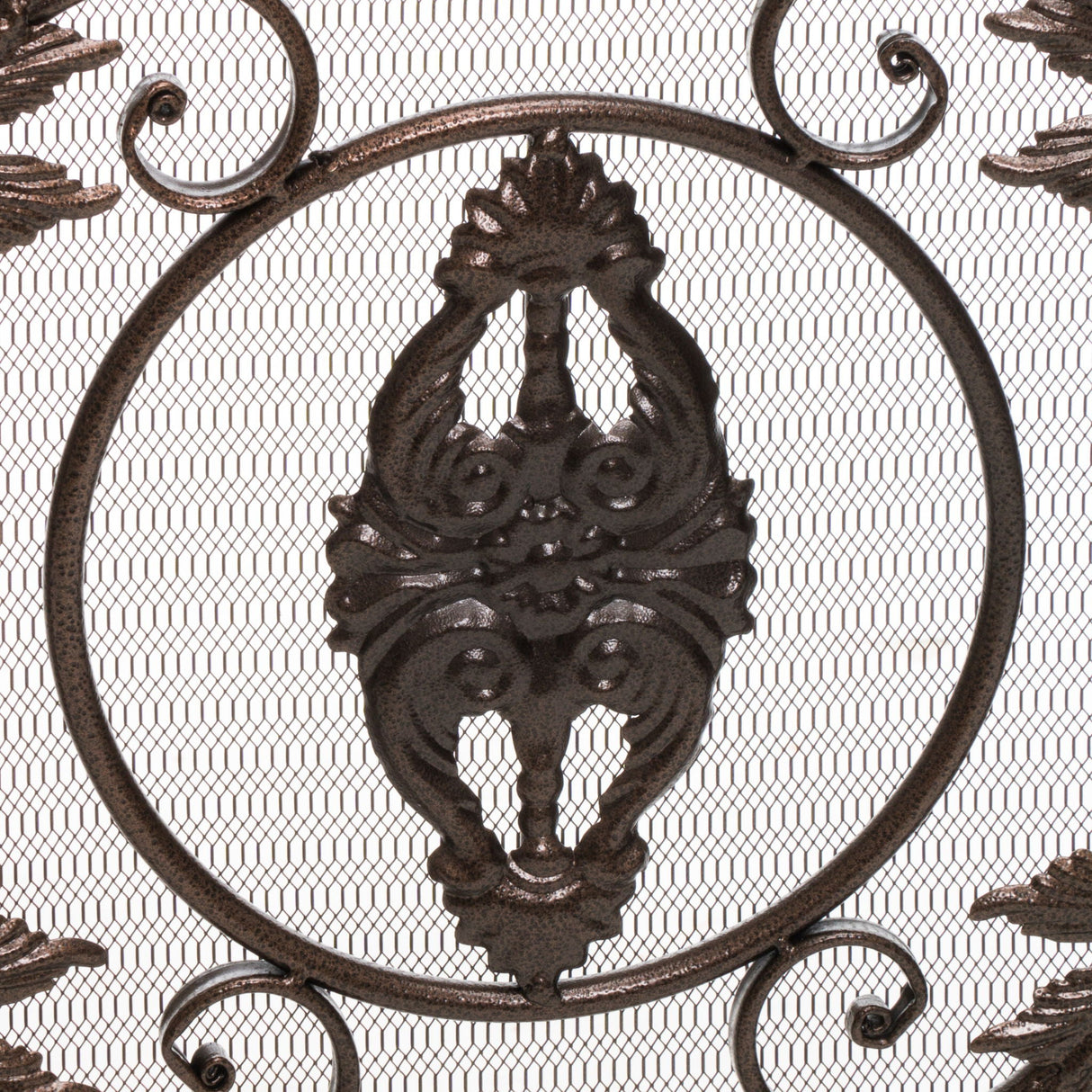 Mariella - Traditional Floral Iron Fireplace Screen With Ornate Design