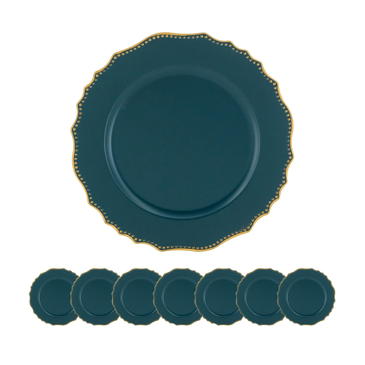 8 pack plastic charger plate, d13" blue