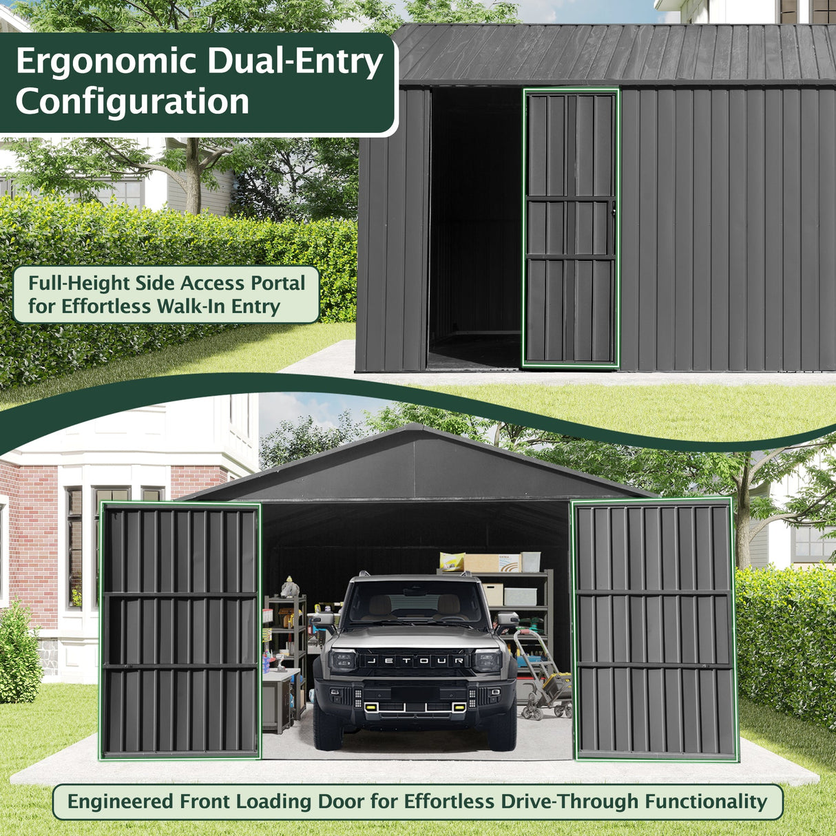 12x15FT Outdoor Metal Garage Shed