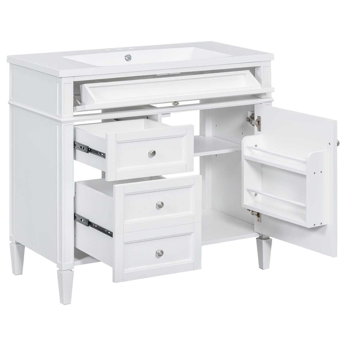 Bathroom Vanity With Top Sink, 2 Drawers and Tip Out Drawer