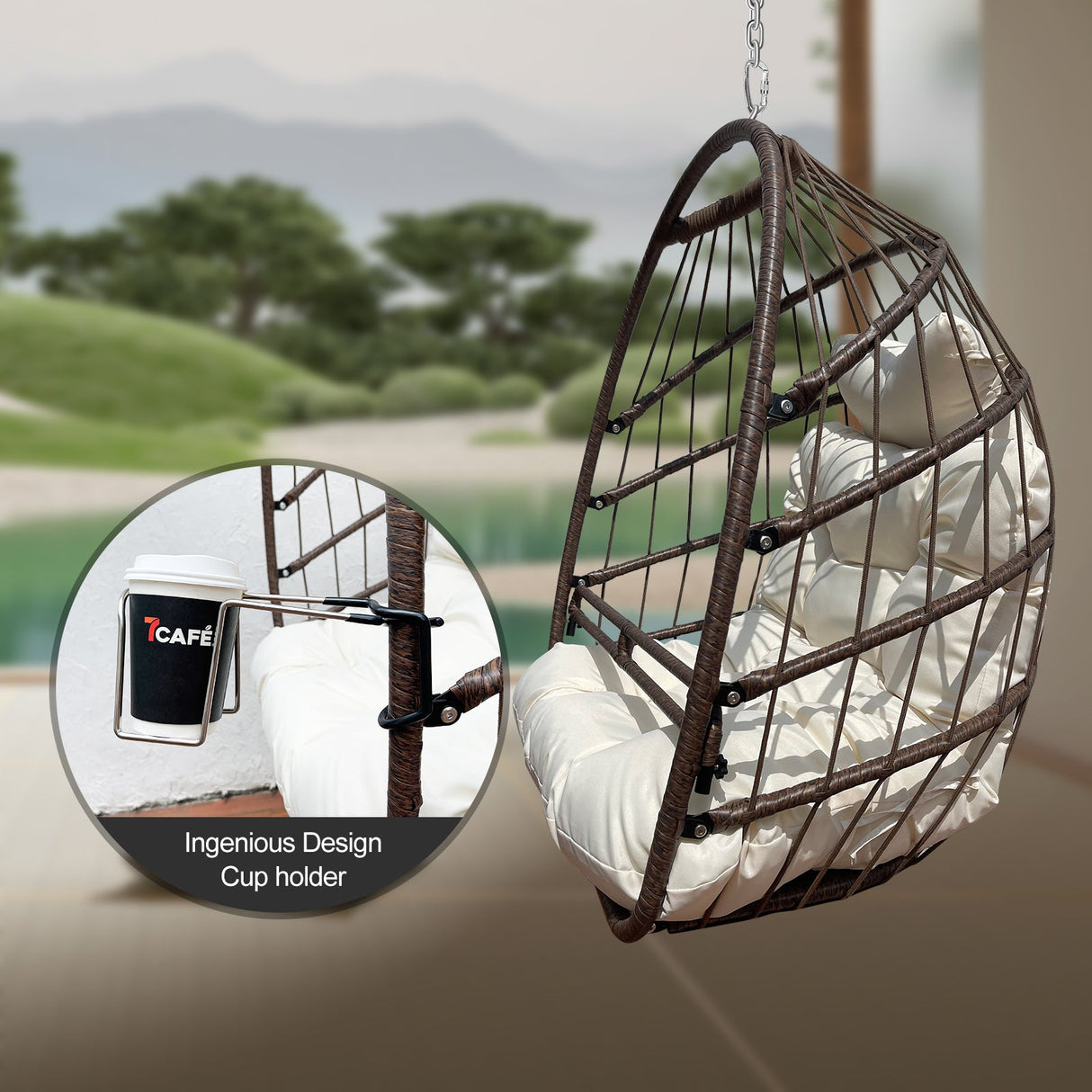 Khaki Hanging Swing Egg Chair