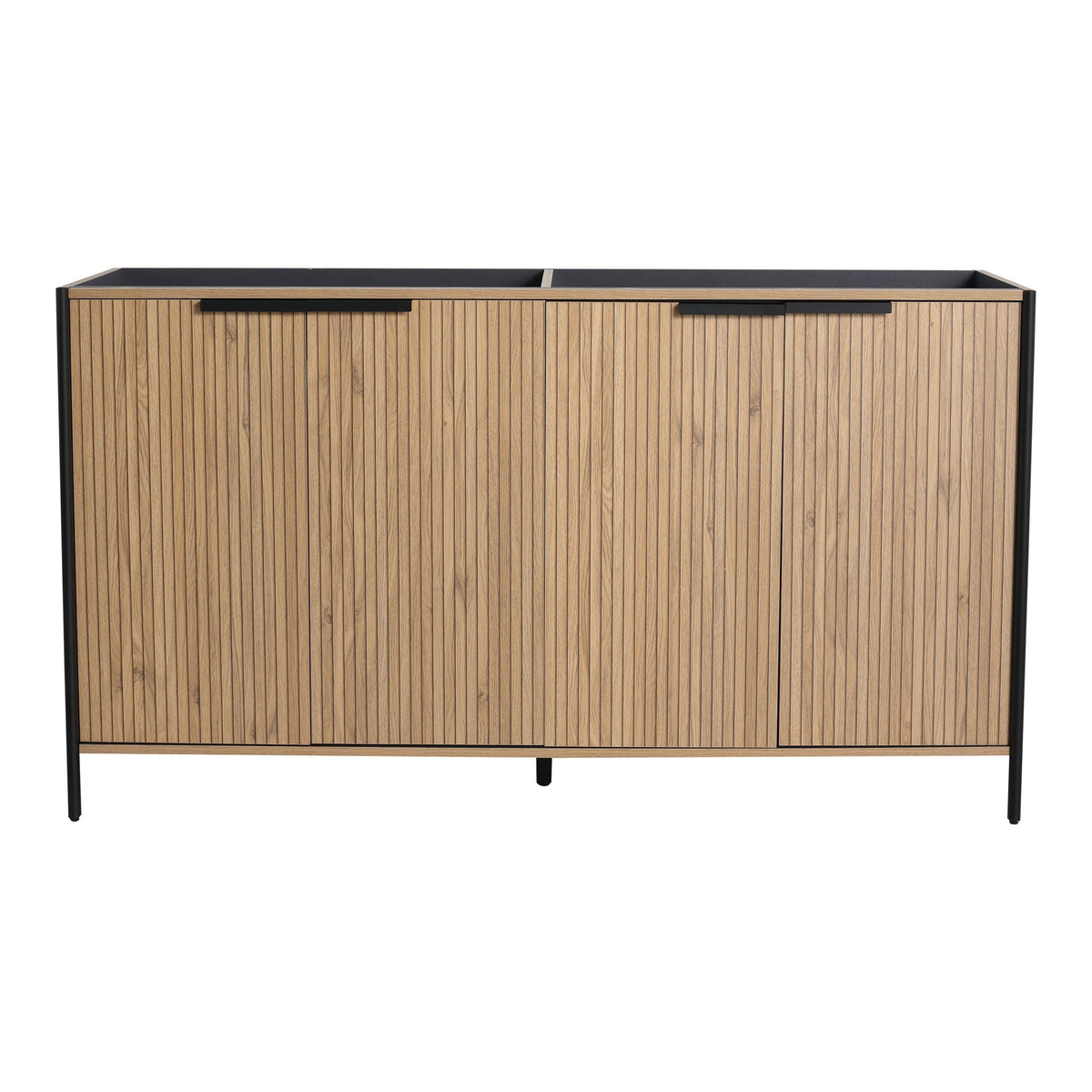 Light Brown Contemporary Freestanding Bathroom Vanity with Adjustable Shelves