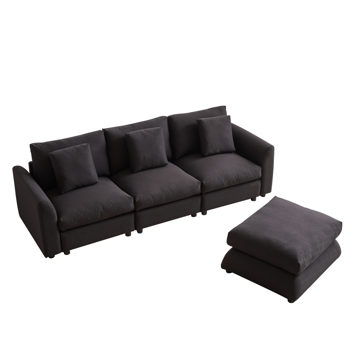 102.2 Inch Combination Sofa Modular Sofa with Ottoman Black