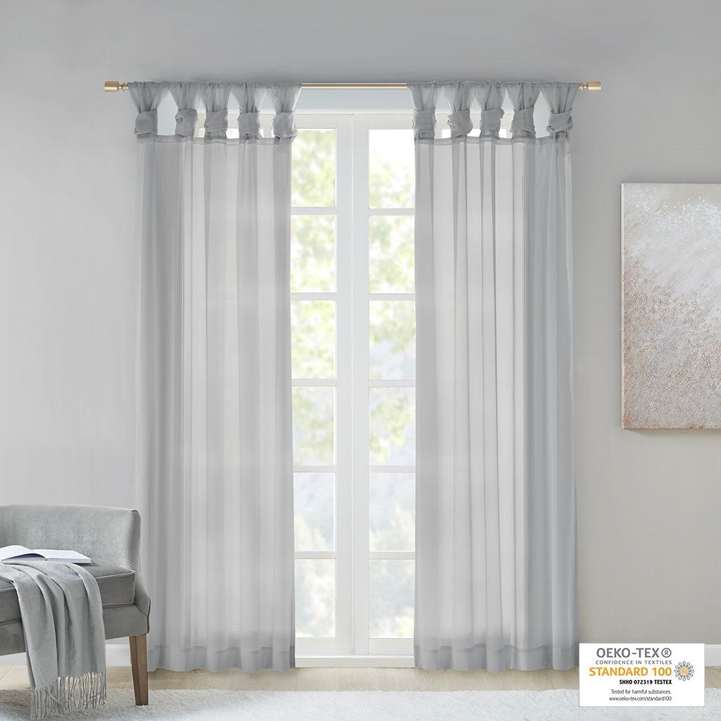 Twist tab voile sheer window pair