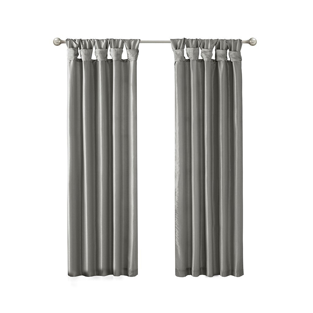 Twist Tab Lined Window Curtain Panel Charcoal 50x108"