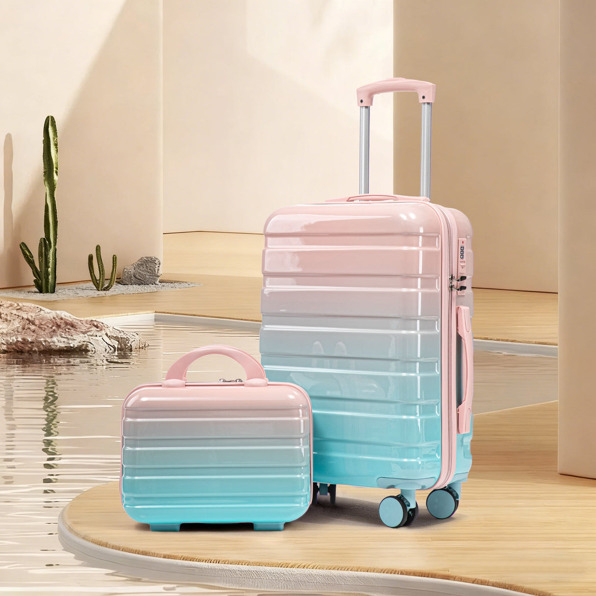 14' & 20' 2-Piece PC Spinner Wheel Carry-On Luggage Set