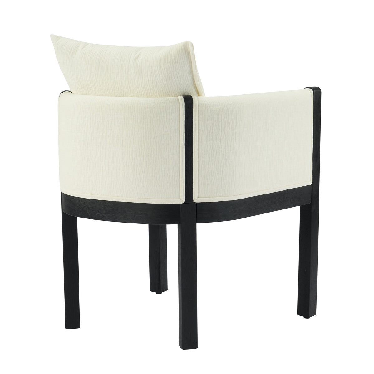 Linen Upholstered Armchair with Black Rubber Wood Legs