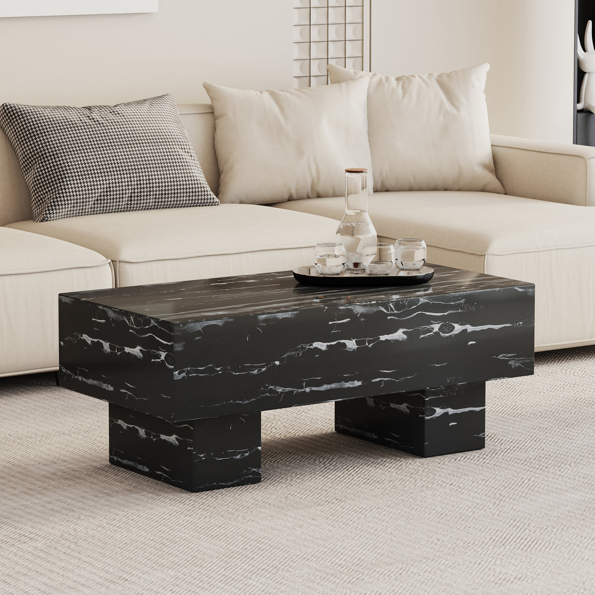 Modern-Simple-Black-Marble-Texture-MDF-Coffee-Table-Stylish-and-Practical-Design,-Black,-43.3'x21.6'x17.2'-Coffee-Tables