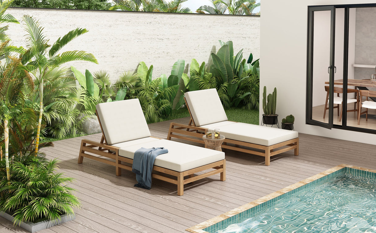 TREXM 5-Position Adjustable Outdoor Chaise Lounge Set of 2
