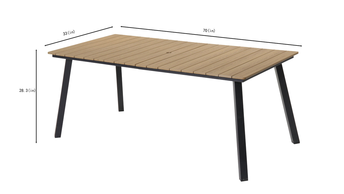 Outdoor Folding Dining Table for 4-6 with Umbrella Hole - Steel