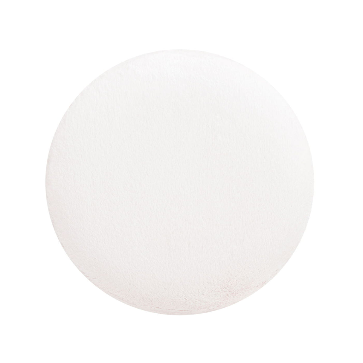 Tilly - Round Fur Upholstered / Burl Pouf Ottoman - White