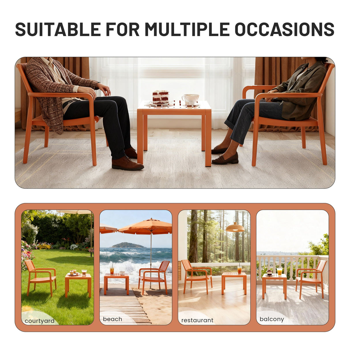 3 Piece Indoor / Outdoor Leisure Table And Chair Set
