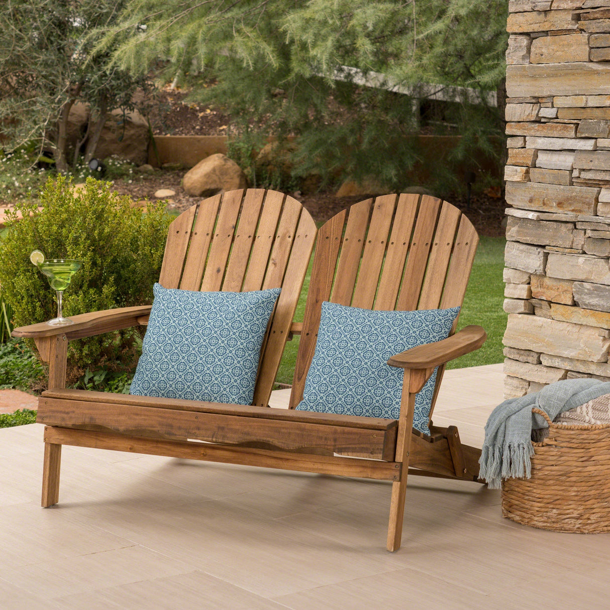 Outdoor Adirondack Rocking Loveseat with Hand Crafted Details
