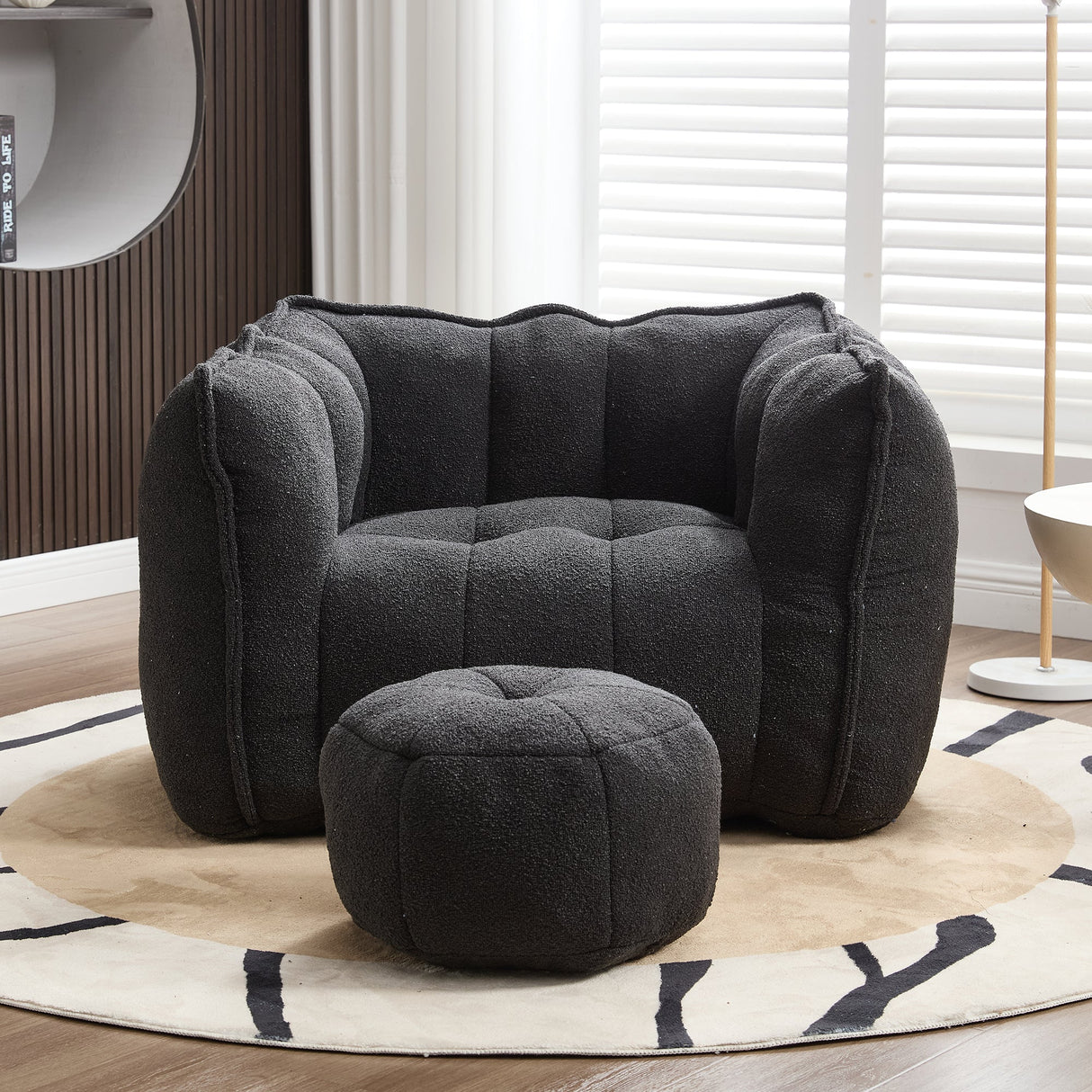 Soft Bean Bag Chair with Footstool