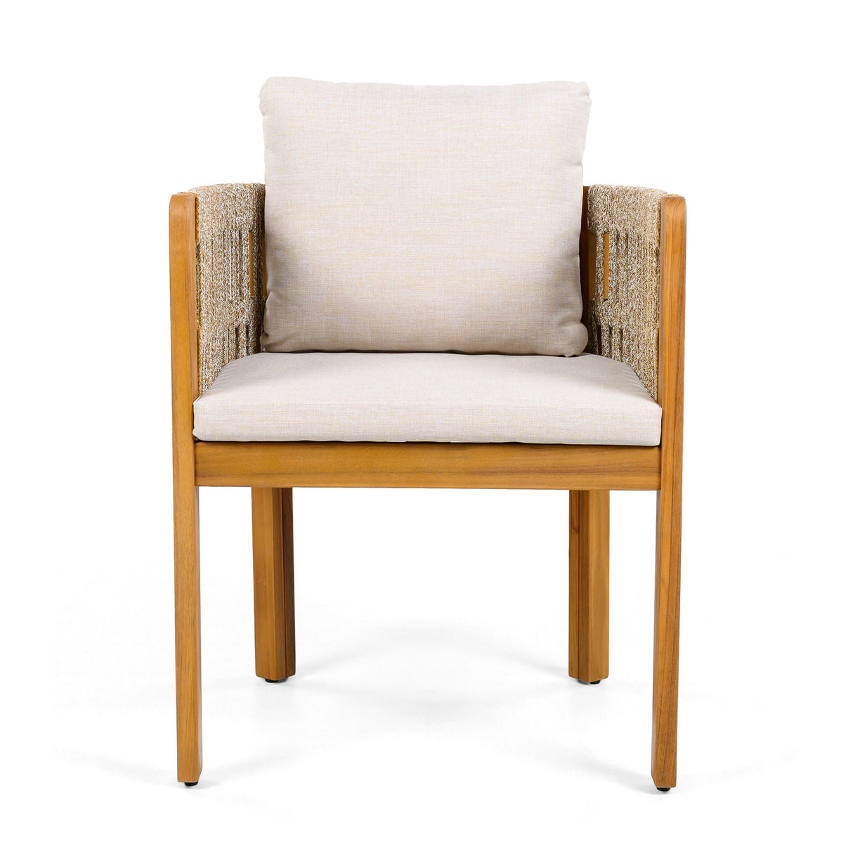 Outdoor Dining Chairs With Mix Rope Handles (Set of 2)