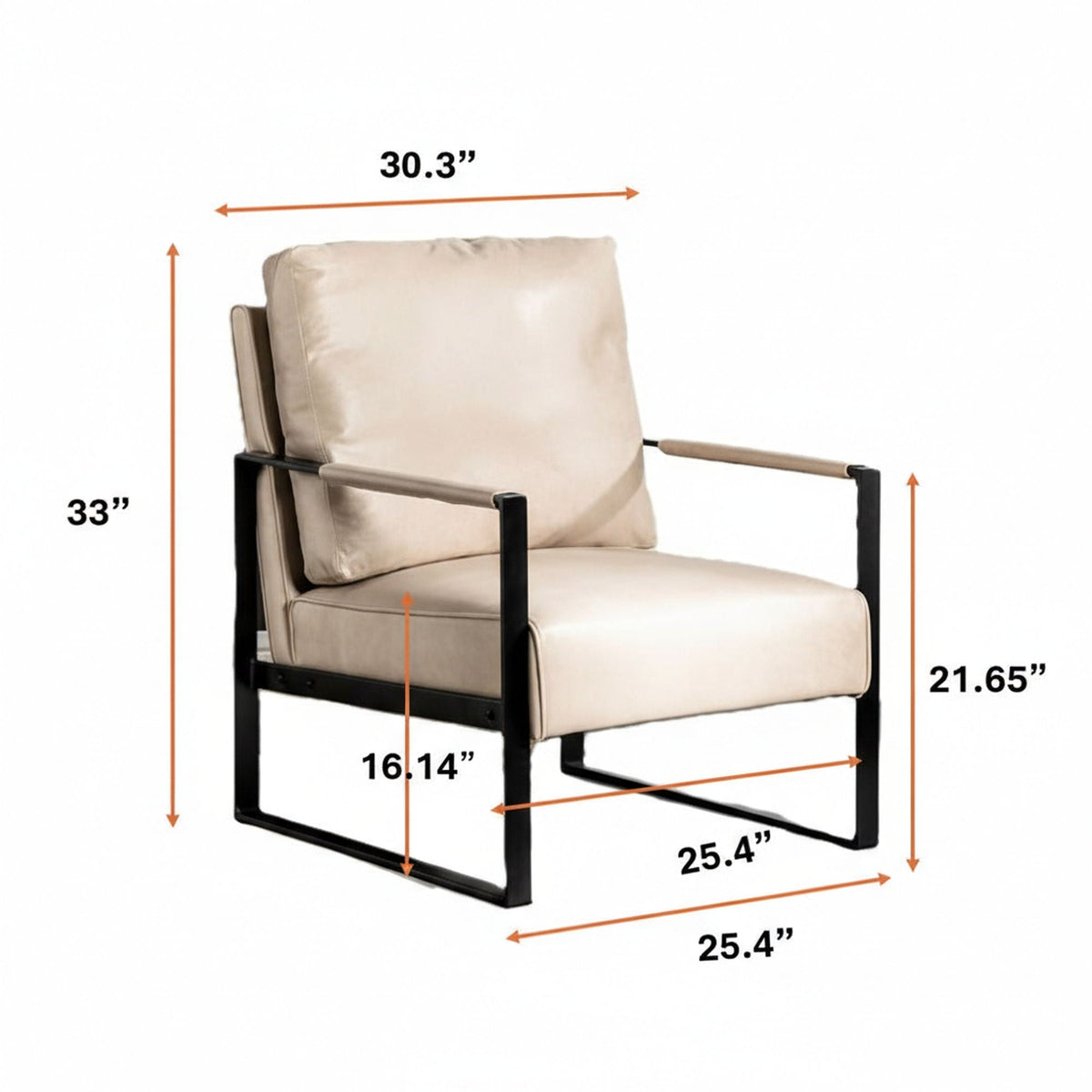 Classic Mid Century Modern Accent Chair with Square Metal Frame - Multiple Colors