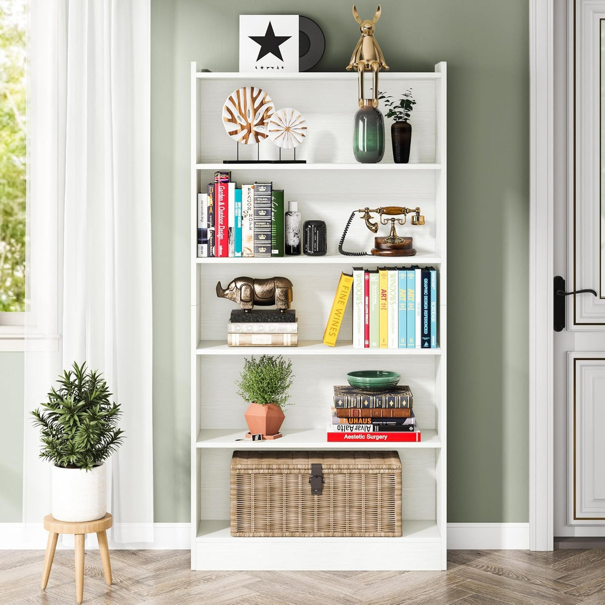 Library Bookshelf With Storage For Living Room
