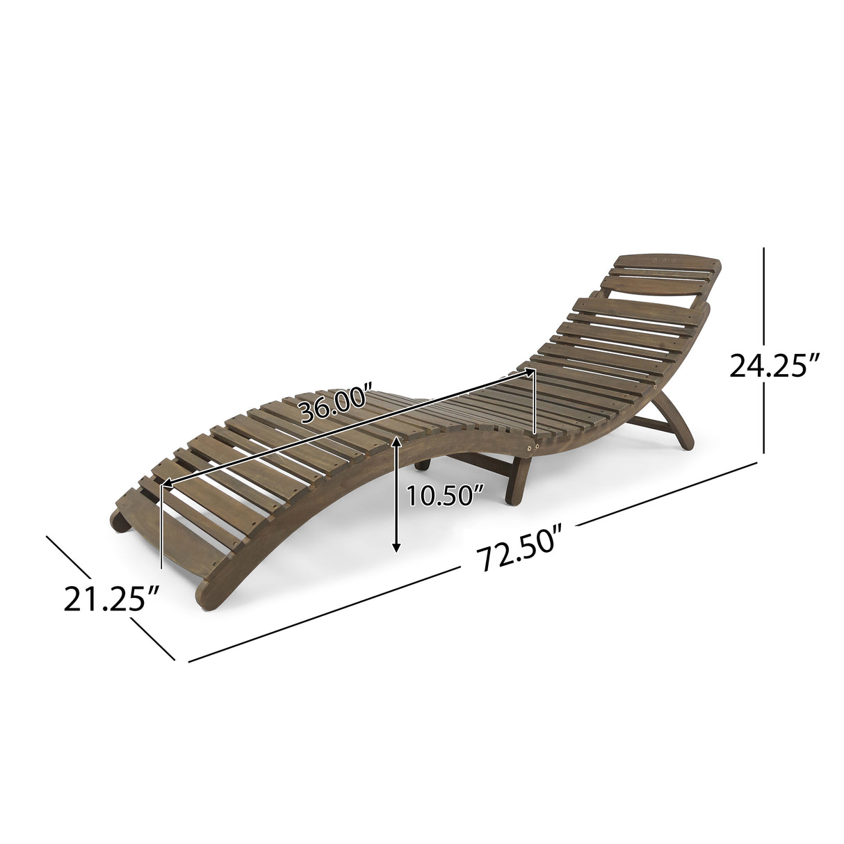 Lahaina foldable outdoor chaise lounge, grey