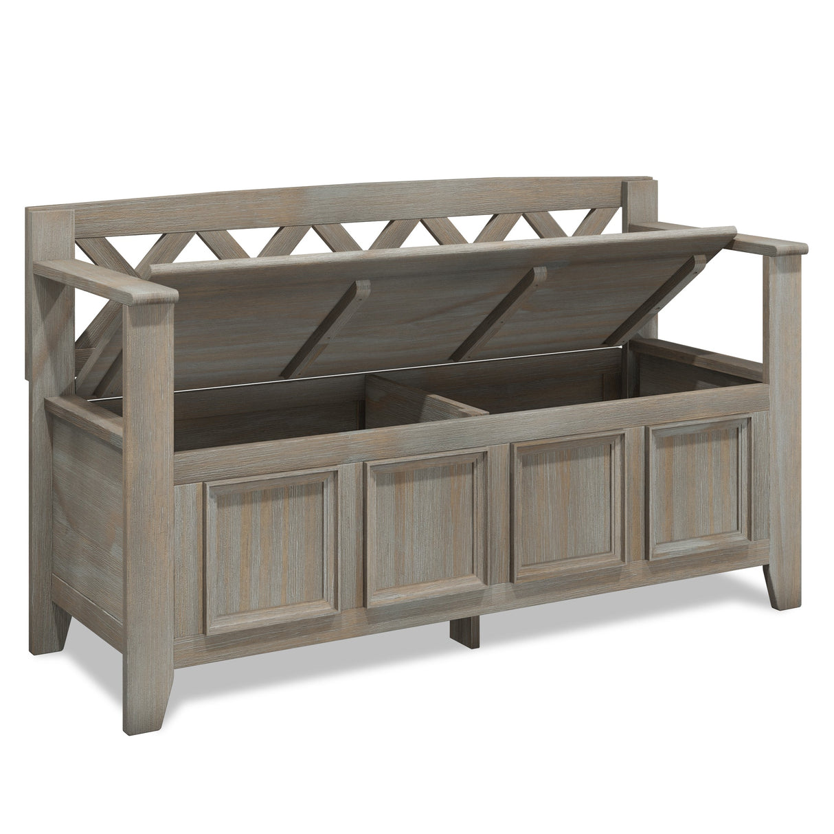 Amherst Solid Wood Entryway Storage Bench in Distressed Grey