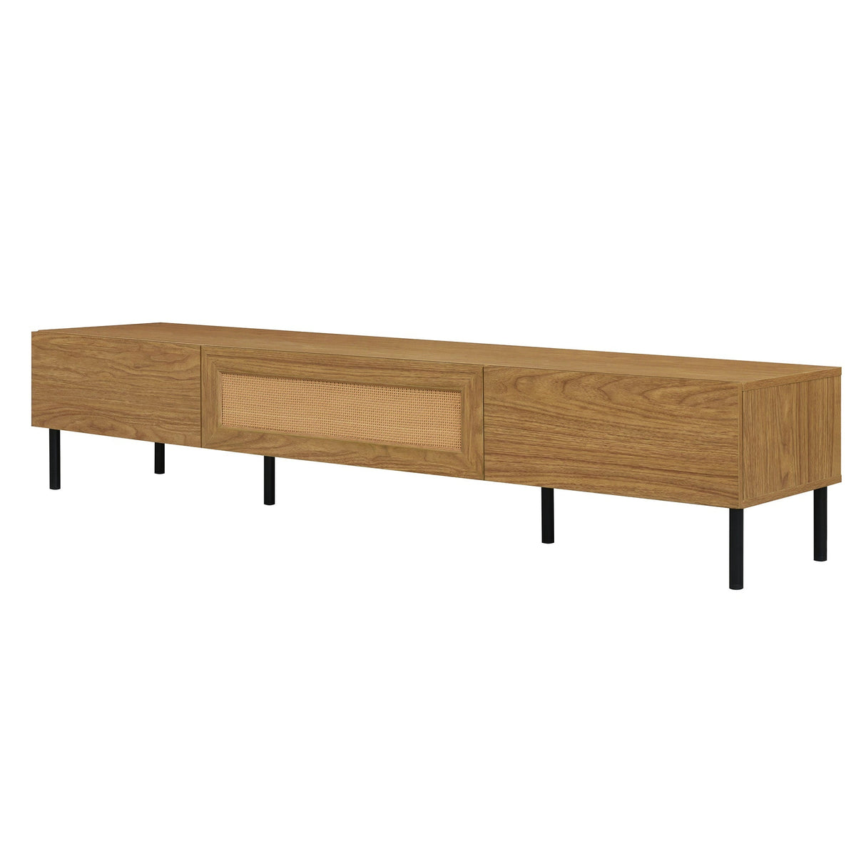 Boho TV Stand for TVs Up to 80" with Rattan Decoration and Metal Legs