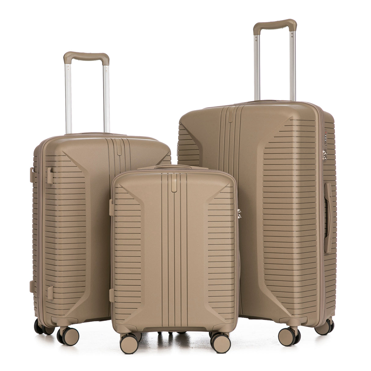 Gigatech 3-Piece PP Spinner Wheel Luggage Set (Champagne)