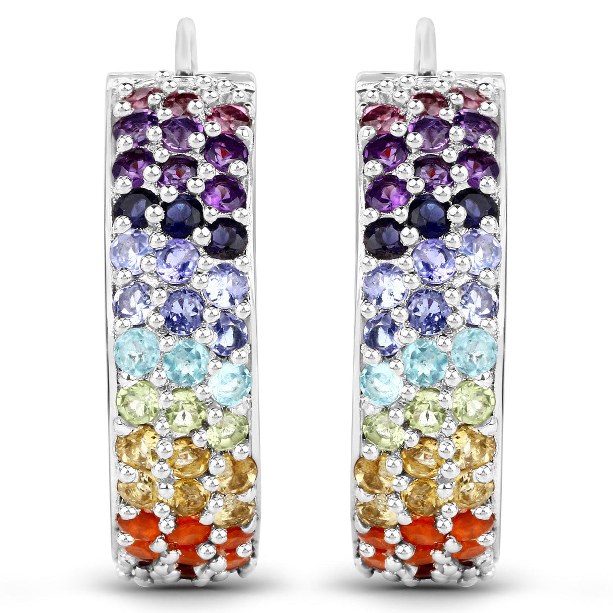 8.79 Carat Genuine Multi Stones .925 Sterling Silver Earrings