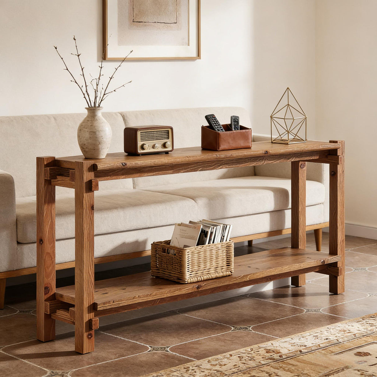 Couch Side Table, Console Table, Entryway Table, 2-Tier Foyer Table