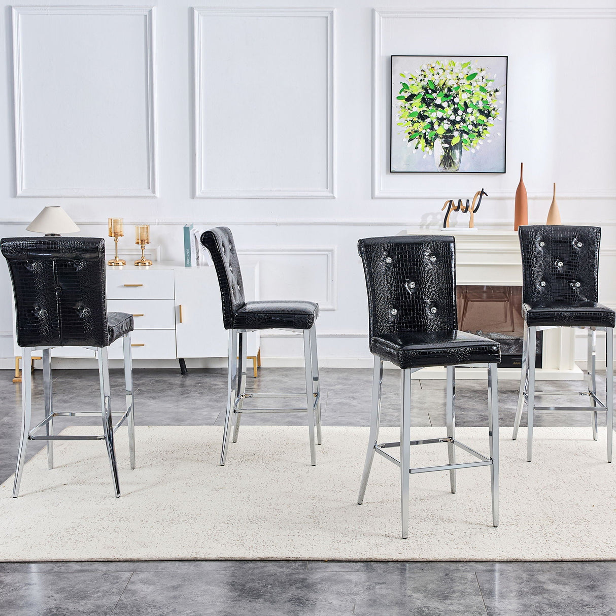 Bar Chairs & Crystal Clasp Design (Set of 2)