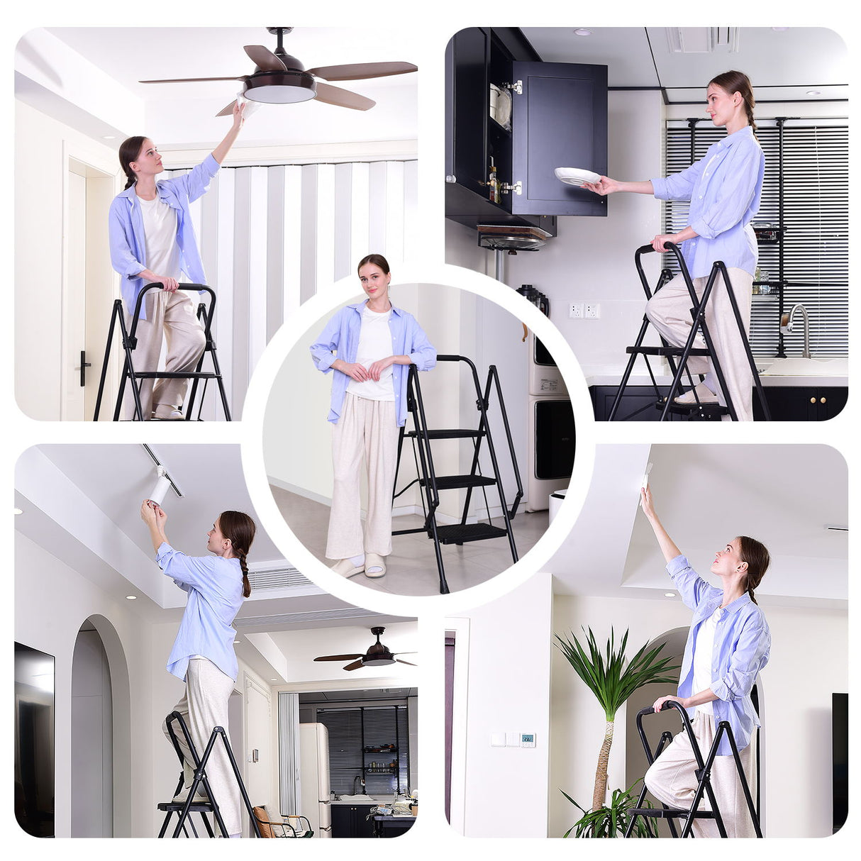 Four Step Ladder - Lightweight Folding Step Stool