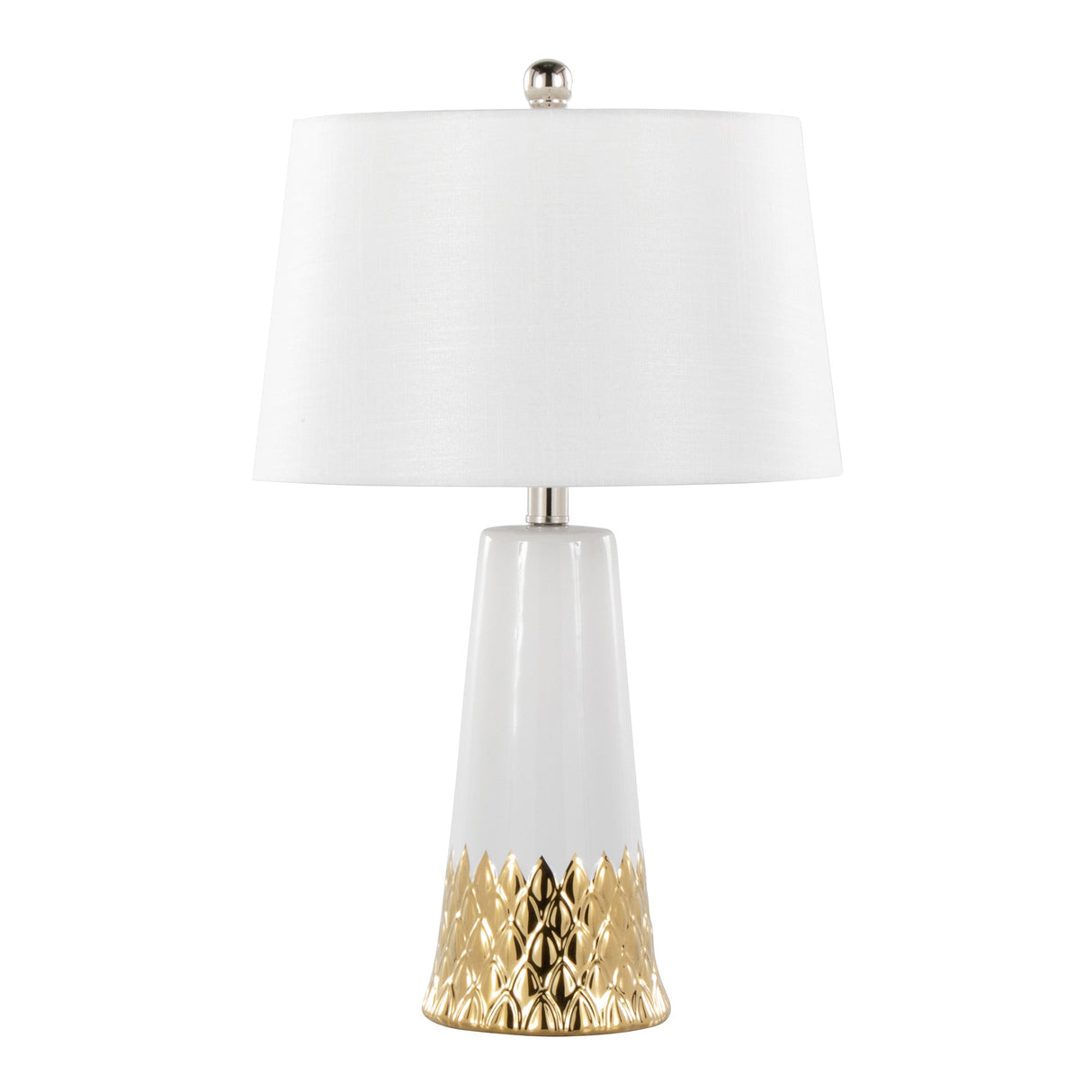 Penelope 22' Contemporary Ceramic Table Lamp with White & Gold Ceramic Body and White Shade