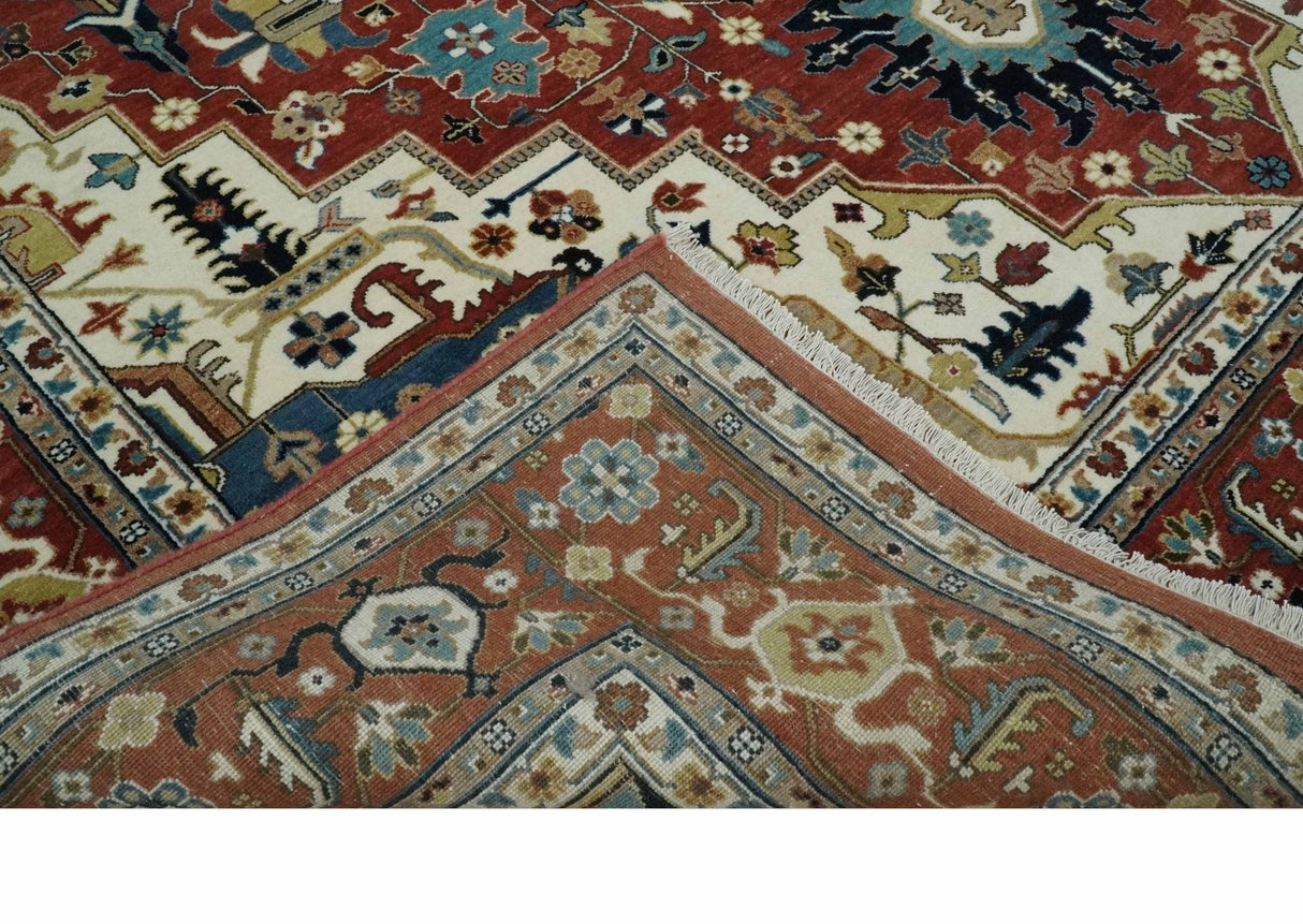 9x12 Traditional Fine Premium Ivory, Black and Brown Hand knotted wool Area Rug
